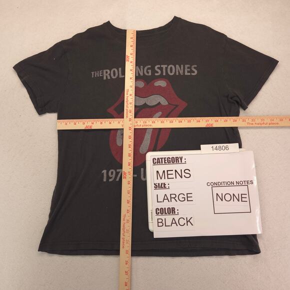 The Rolling Stones 1975 US Tour Band Crew Neck T Shirt Mens Size L Black - Picture 5 of 9